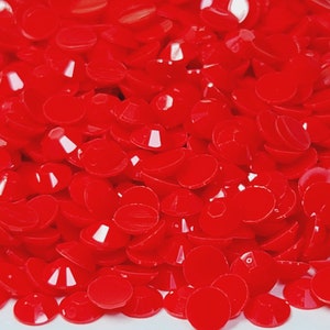 Clearance OPAQUE Candy Apple Red Flatback Jelly Resin Rhinestones with No Ab Coating Choose Size  3mm 4mm 5mm