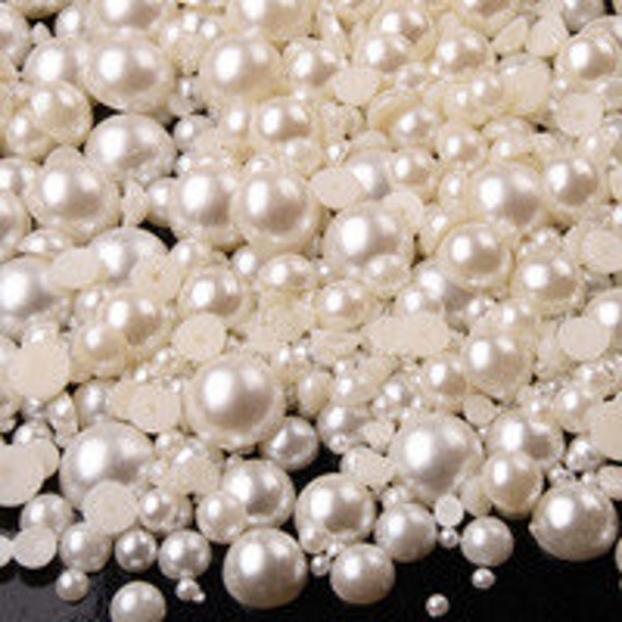 Ivory Half Pearls In 1mm And 3mm Mix