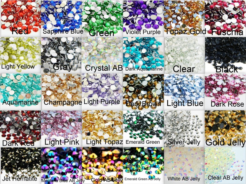 CHOOSE Size and Color Flatback Resin High Quality Faceted Rhinestones 1000 2mm 3mm 4mm 5mm or 200 6mm Diy Deco Bling Embellishments 