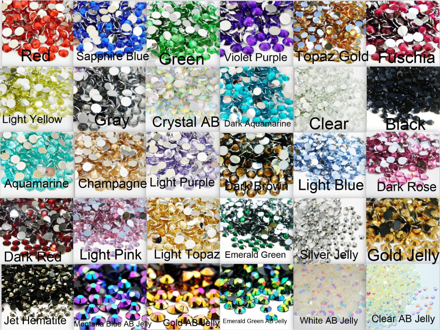 14 Colorful Aurora Rhinestone Flatback Beads For Mermaid Nails Mix