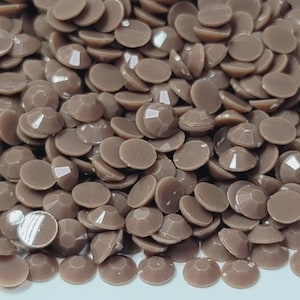 Clearance OPAQUE Medium Brown Flatback Jelly Resin Rhinestones with No Ab Coating Choose Size  3mm 4mm 5mm