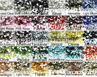 GLASS 5mm SS20 CHOOSE Color  and Quantity Flatback Rhinestones Not Hotfix High Quality Faceted Sparkly Diy Bling 144 or 1440 Piecs