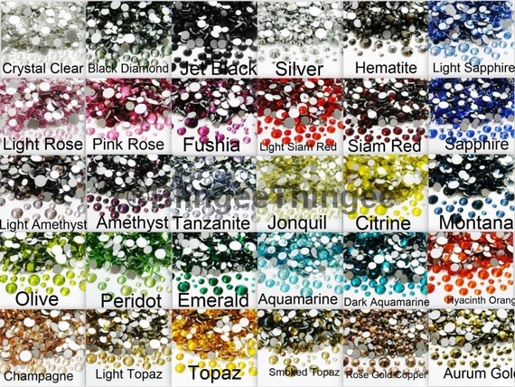 GLASS CHOOSE Size and Color Flatback NonHotfix Rhinestones Crystals SS6/12/16/20/30 2/3/4/5/6mm High Quality Faceted Sparkly Diy Bling