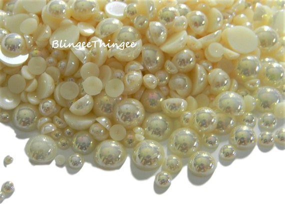 Ivory Mixed Size Flatback Half Round Faux Pearls Cabs 3-10mm Diy Deco  Embellishments Crafting Supplies 300 Pieces 