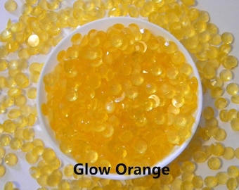 CLEARANCE  Glow in the Dark Orange Resin Rhinestones Flatback Bling 3mm 4MM 5mm  Choose Size Nonhotfix