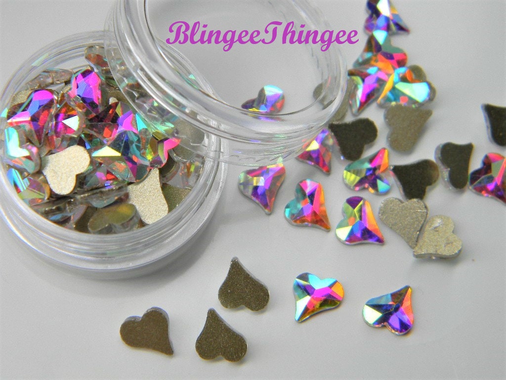 6x6.6mm Clear Heart Shaped Crystals, 18 pieces heart rhinestones