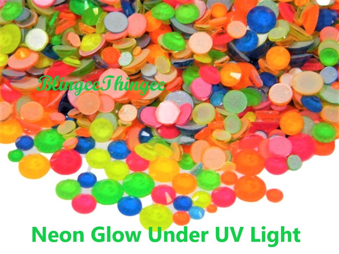 NEON GLOW Under UV Light Luxury Bling Glass Rhinestones 1000 Pieces Mix ...