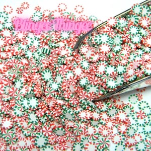 Christmas Peppermint Candy Red Green Polymer Clay Fake Sprinkles Slices  Mix  NON EDIBLE Sprinkle Mix #11