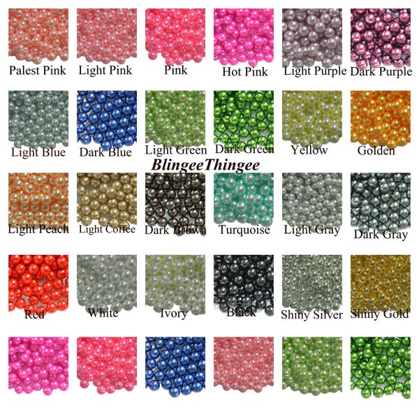 NO HOLE Beads Mixed Sizes Choose Color Round Imitation Pearl 24 Different Colors to Choose From