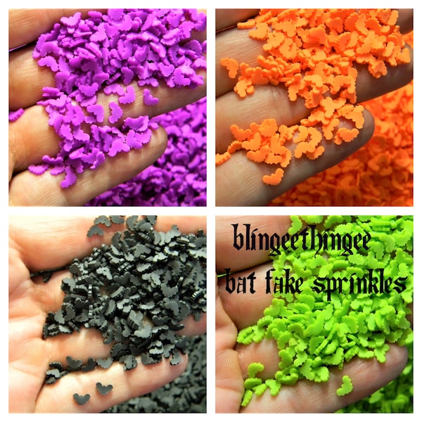 BATS Choose Color Fake Sprinkles Polymère Clay Fimo Clay Slices Purple Green Orange HALLOWEEN Diy Slime Filler Deco Decoden Toppings Kawaii