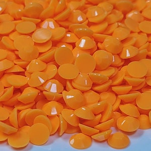 Clearance OPAQUE Orange Flatback Jelly Resin Rhinestones with No Ab Coating Choose Size  3mm 4mm 5mm