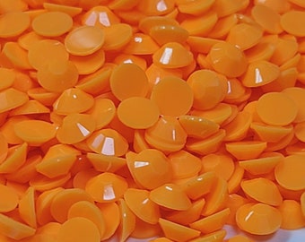 Clearance OPAQUE Orange Flatback Jelly Resin Rhinestones with No Ab Coating Choose Size  3mm 4mm 5mm