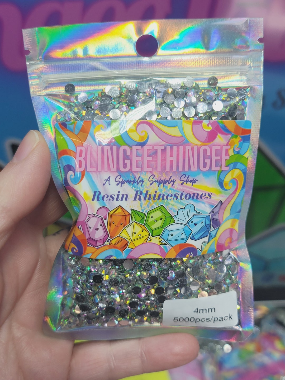 CLEARANCE BULK 5,000 4MM Crystal AB Flatback Resin Rhinestones ...