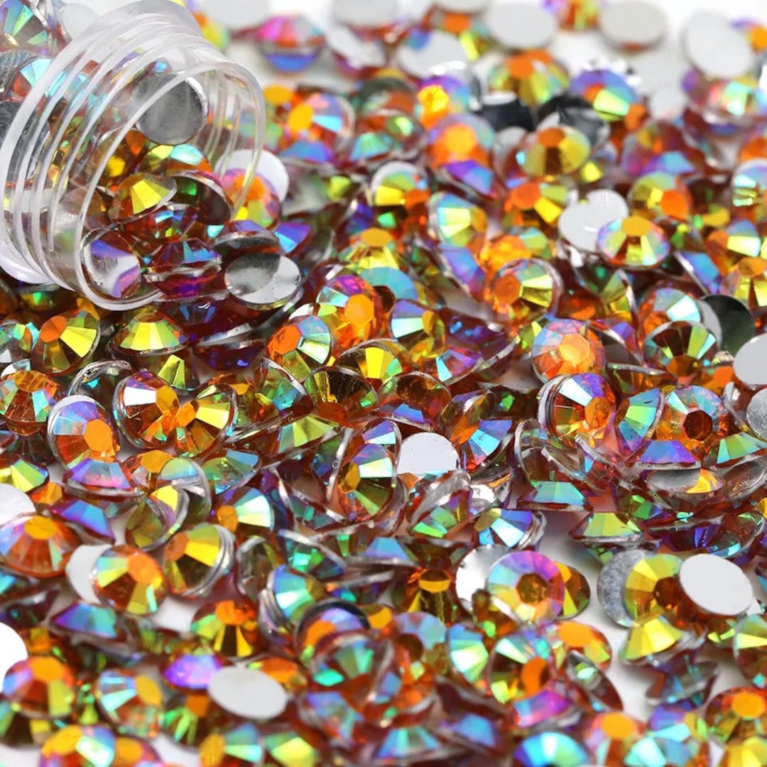 CLEARANCE Orange AB RESIN Ab Flatback Rhinestones Choose Color Size 2mm ...