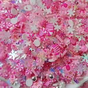 Pink Christmas Polymer Clay Fake Sprinkles Slices Mix  NON EDIBLE Sprinkle Mix #6