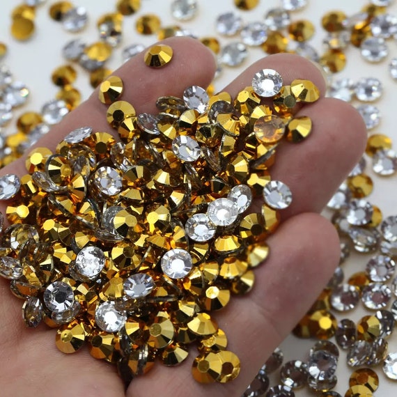 GOLD JELLY Flatback Resin Rhinestones You Choose Size 1000 3mm 4mm or 5mm  or 200 6mm DIY Embellishments