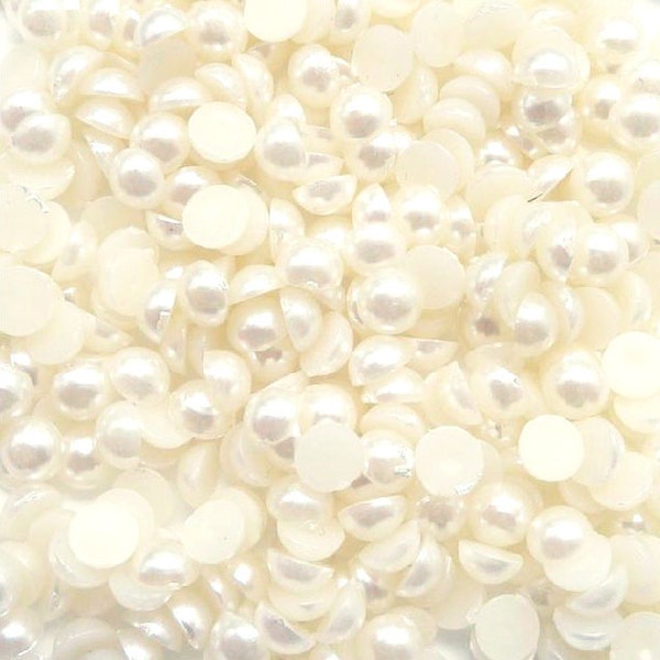 CHOOSE SIZE Ivory Cream White Flatback Faux Pearls Scrapbooking Embellishments Half Round DIY Deco Craft Supply 2mm 3mm 4mm 5mm 6mm 8mm 10mm