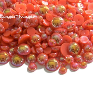 SALMON AB  Mixed Size Flatback Half Round Faux Pearls Kawaii Cabochons Resins 3/4/5/6/8/10mm DIY Deco Kit Embellishments 300 Pieces