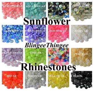 SUNFLOWER RHINESTONES Jelly Ab Flatback Resin Rhinestones Faceted Sparkly Nonhotfix Embellishments Choose Size and Color 4mm or 5mm or 6mm