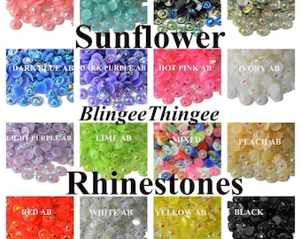 SUNFLOWER RHINESTONES Jelly Ab Flatback Resin Rhinestones Faceted Sparkly Nonhotfix Embellishments Choose Size and Color 4mm or 5mm or 6mm