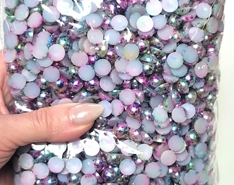 Rainbow Splatter Flatback Half Round Pearls Wholesale Bulk Bag 2000 10mm or 1000 12mm