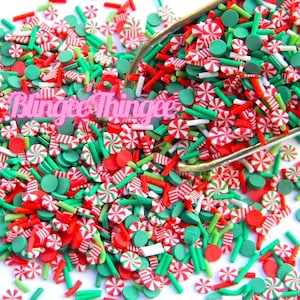 Christmas Stockings Polymer Clay Fake Sprinkles Slices Stockings Red Green Mix  NON EDIBLE Sprinkle Mix #17