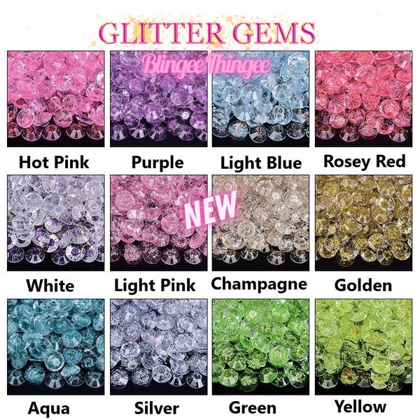 GLITTER GEMS Choose Color Flatback Transparent Resin Rhinestones with Glitter 1000 3mm 4mm 5mm or 200 6mm Faceted Bling  Starry Sky Series