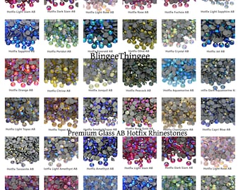 HOTFIX PREMIUM Glass AB Rhinestones Bling Crystals Embellishments for Fabric Choose Color and Size ss6 ss10 ss16 ss20 ss30 High Quality