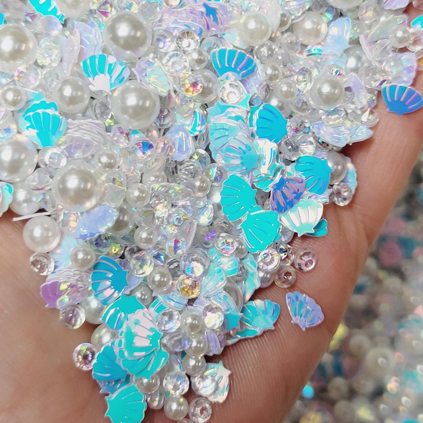 White SEA SHELLS MERMAID Fake Sprinkles Glitter Sequins Confetti Caviar ...