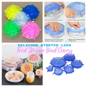 6 Piece Silicone Stretch Bowl Covers Lids Different Sizes 5 Different Colors to Choose From Reusable Round Cover Food Craft Storage