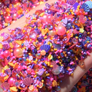 SPARKLY SPRINKLE Mix #125 SEA Shells Mermaid  Fake Sprinkles Glitter Rainbow Caviar No Hole Beads Polymer Clay Faux Deco Toppings Slime