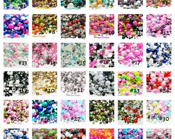 MEZCLAS de diamantes de imitación y perlas mixtas 30 GRAMOS Perlas de imitación semiredondas planas de resina Diamantes de imitación planos de tamaños mixtos Elija el color 30 gramos