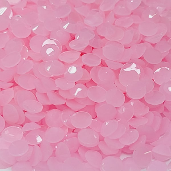 Clearance OPAQUE Glossy Pink Flatback Jelly Resin Rhinestones with No Ab Coating Choose Size  3mm 4mm 5mm