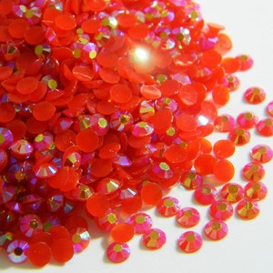 1000 3mm 4mm or 5mm RED AB Jelly Flatback Resin Rhinestones ss12 or ss16 Half Round Candy Cab 3D Nail Art  Embellishment Kawaii Crafts Bling