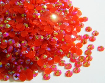 1000 3mm 4mm or 5mm RED AB Jelly Flatback Resin Rhinestones ss12 or ss16 Half Round Candy Cab 3D Nail Art  Embellishment Kawaii Crafts Bling