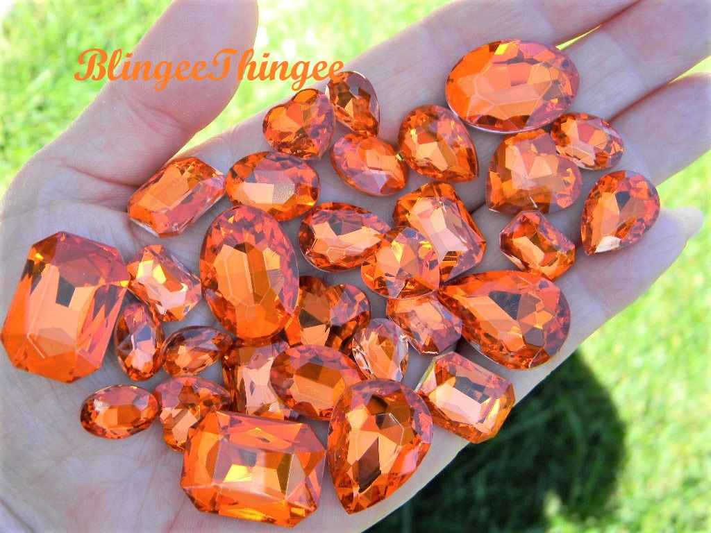 PTONUIC 17x21mm Orange Glass Sew On Rhinestones Crystal Flatback Stones  Beads for Clothes Decoration Wedding Dress Accessories (Color : Orange,  Size 