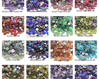 ACRYLIC AB Choose Color Flatback Rhinestones Nonhotfix Faceted Sparkly Embellishments Choose Size or Mix Sizes 2mm 3mm 4mm 5mm 6mm 8mm Bling