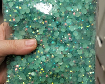 Clearance WHOLESALE Bulk BAGS Dark Aqua  AB Jelly Resin Flatback Rhinestones 10000 6mm