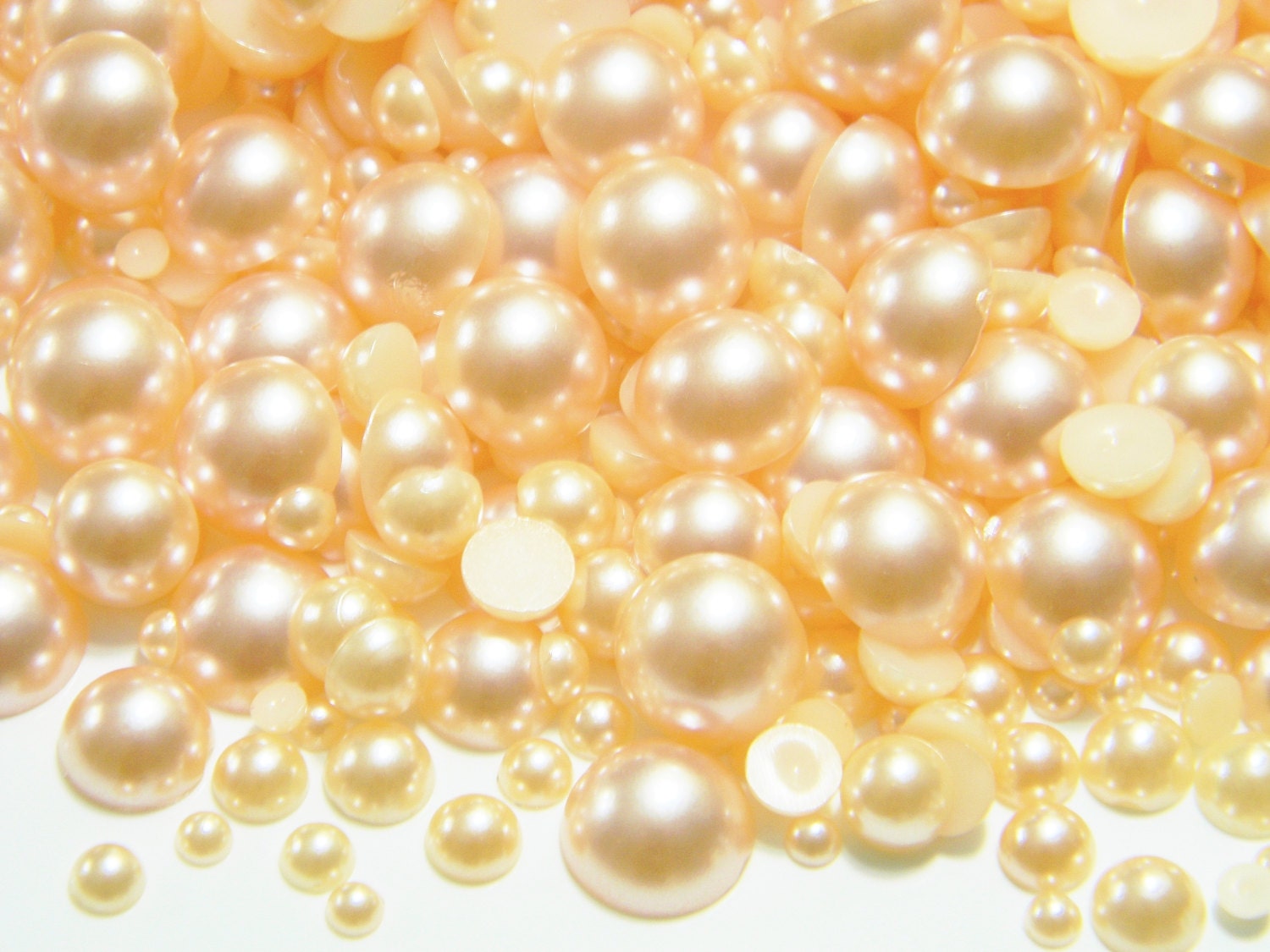 Mixed Size Light Coffee Pearl Resin Flatback Beads Jewelry Making