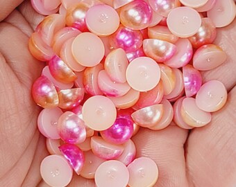 Clearance CHOOSE SIZE Rainbow Ombre Flatback Faux Half Round Pearls 3mm 4mm 5mm 6mm 8mm Diy Deco Kawaii Cabochons Decoration Rainbow #8
