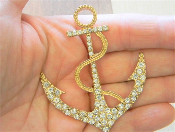 BIG ANCHOR Rhinestone Gold Alloy Flatback Embellishment Phone Case Decoden Decoration Kawaii Cabochon Charm Scrapbooking