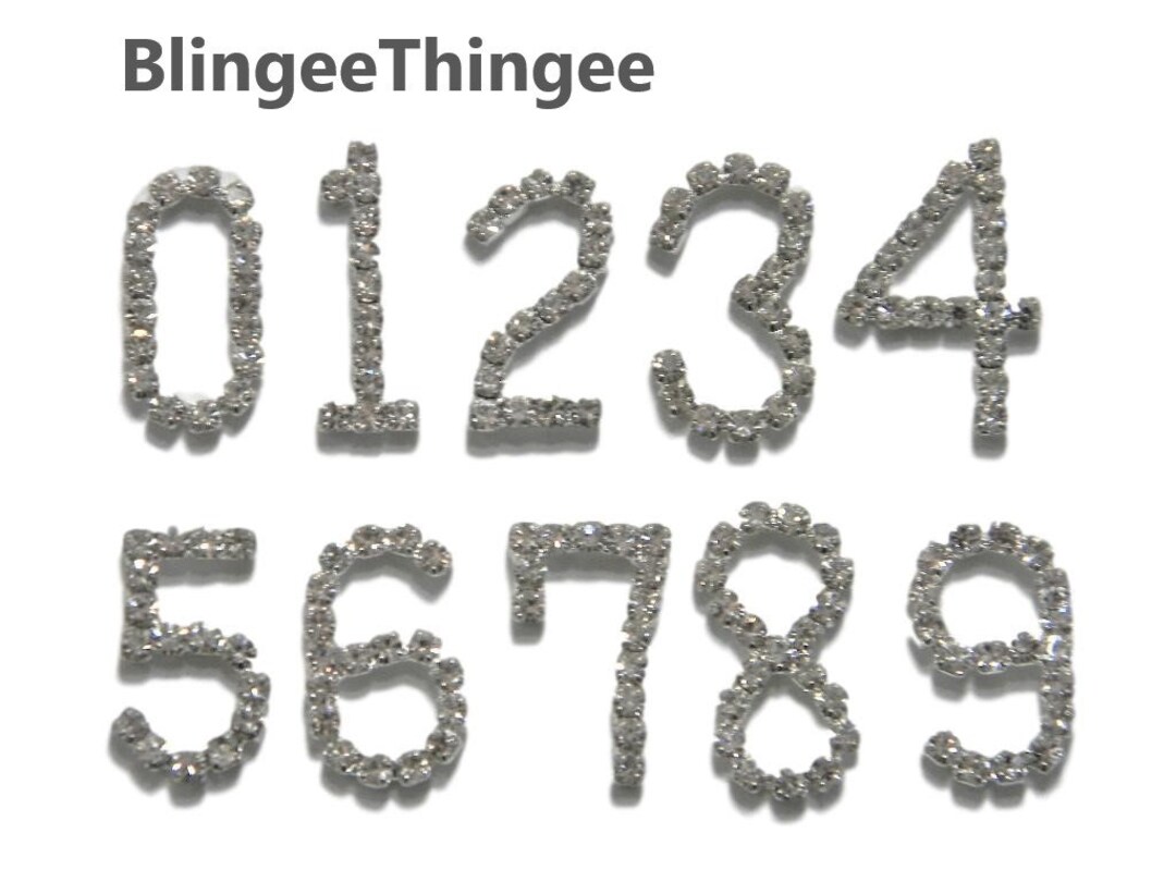 Rhinestone Numbers 0-9 Flatback Crystal Embellishments Decoration ...