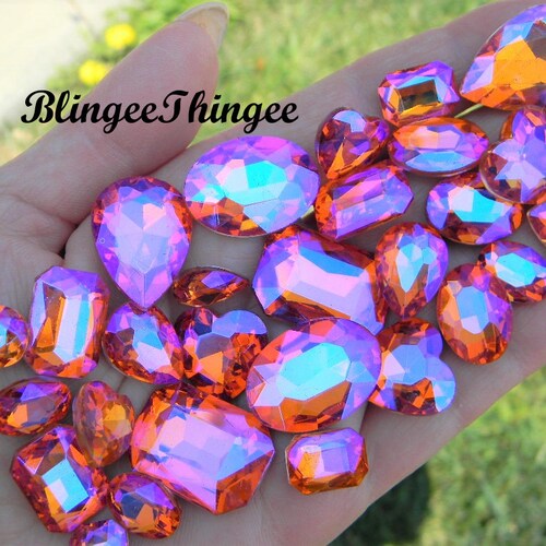 MIXED AB Colors Glass Point Back Gems Jewels Rhinestones Etsy
