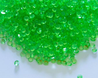 Clearance TRANSPARENT SOLID Green Flatback Resin Rhinestones with No Ab Coating Choose Size and Color Faceted Bling