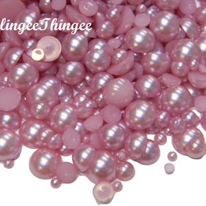 BLUSH PURPLE Flatback Half Round Imitation Pearls Choose Size 3mm 4mm  6mm 8mm 10mm or Mixed Sizes Scrapbooking Decoden Embellishments