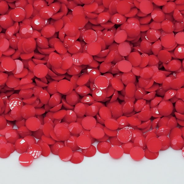 OPAQUE RED Flatback Jelly Resin Rhinestones with No Ab Coating Choose Size 2mm 3mm 4mm 5mm or 6mm Bling  Nonhotfix