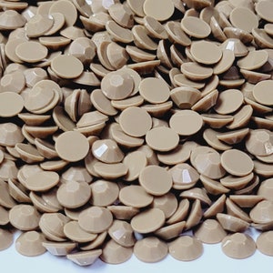 Clearance OPAQUE Light Brown Flatback Jelly Resin Rhinestones with No Ab Coating Choose Size  3mm 4mm 5mm