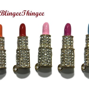 Goudlegering strass lippenstift bedel kawaii cabochon verfraaiing telefoonhoesje Decoden DIY Deco Kies kleur 1 stuk