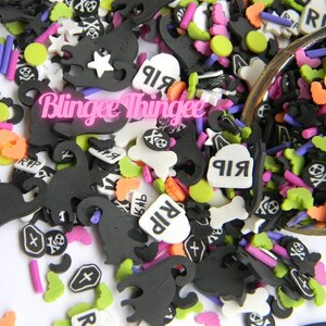 Halloween Assortiment Polymeer Klei Nep Hagelslag Plakjes Paars Groen Oranje Zwart Mix NIET EETBAAR Strooimix #38