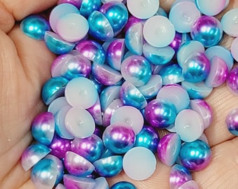 Clearance CHOOSE SIZE Rainbow Ombre Flatback Faux Half Round Pearls 3mm 4mm 5mm 6mm 8mm Diy Deco Kawaii Cabochons Decoration Rainbow #13